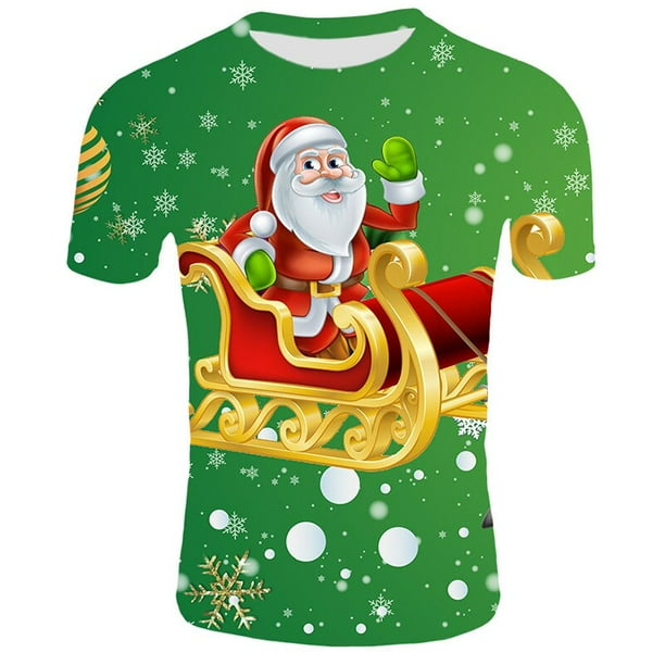 Mode Noël ElkT-shirts Hommes Drôle Santa Claus Tshirts Imprimés Casual 3D T-shirt Bonhomme de Neige Parti Tshirt Manches Courtes Vêtements d'Été Couple Costume