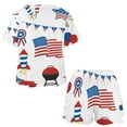 thumbnail image 3 of 4th of July Women's Ruffle Short Sleeve Tops And Shorts Cute Peeps Bunny Pajamas Sets, 3 of 7