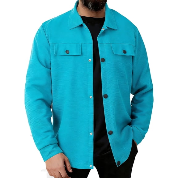 BTDECLAR Mens Button Down Shirts Long Sleeve Solid Color Fashion Waffle Textured Shirt Jacket Fall Casual Lightweight Jacket