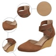 thumbnail image 5 of Rokment Strappy Wedge Heeled Dressy Shoes for Women Ladies 2026 Summer Fall Fashion Casual Pointed Closed Toe Ankle Strap Dress High Heels Sandals Bride Wedding Business Work Brown Size 9, 5 of 8