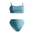 thumbnail image 5 of HAPIMO 2Pc Bikini Swimsuit Bathing Suit Women's Spring/Summer Color Strap Outdoor Beach Split Solid Beachwear High Cut Swimwear Tropical Hawaii Hot Spring Clearance Sky Blue, 5 of 6