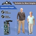 thumbnail image 4 of SupreGear Adjustable Folding Cane with T-Handle, 5 Height Levels, Green Floral, Strap for Extra Stability, 4 of 6