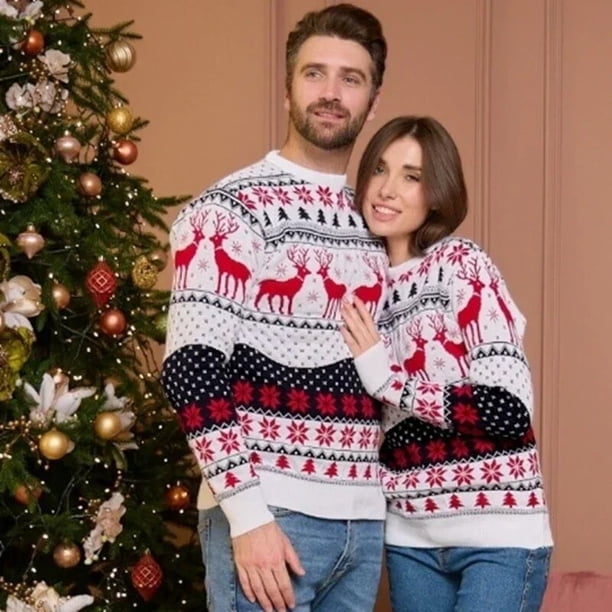 2023 New Arrivals Women Men Couples Matching Clothes Warm Thicken Sweaters Christmas Jumpers Knitwear Xmas Family Look Outfits