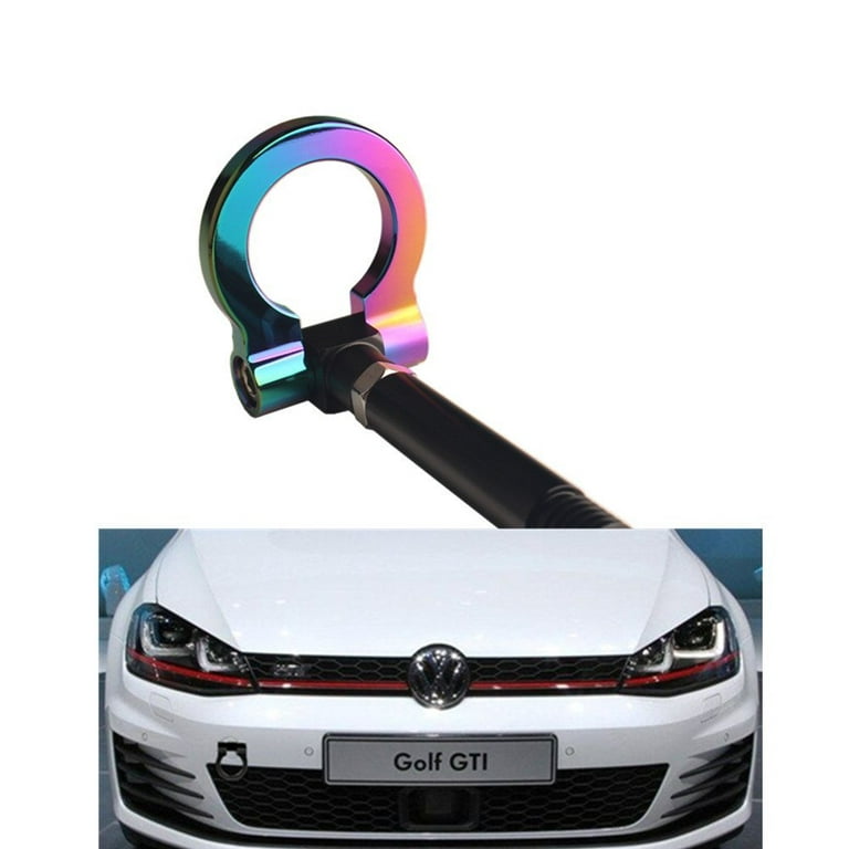 DEWHEL JDM Aluminum Track Racing Front Rear Bumper Car Accessories Auto  Trailer Ring Eye Towing Tow Hook Kit Neo Chrome Screw On For Volkswagen MK7  VII Golf GTi 2015-Up 