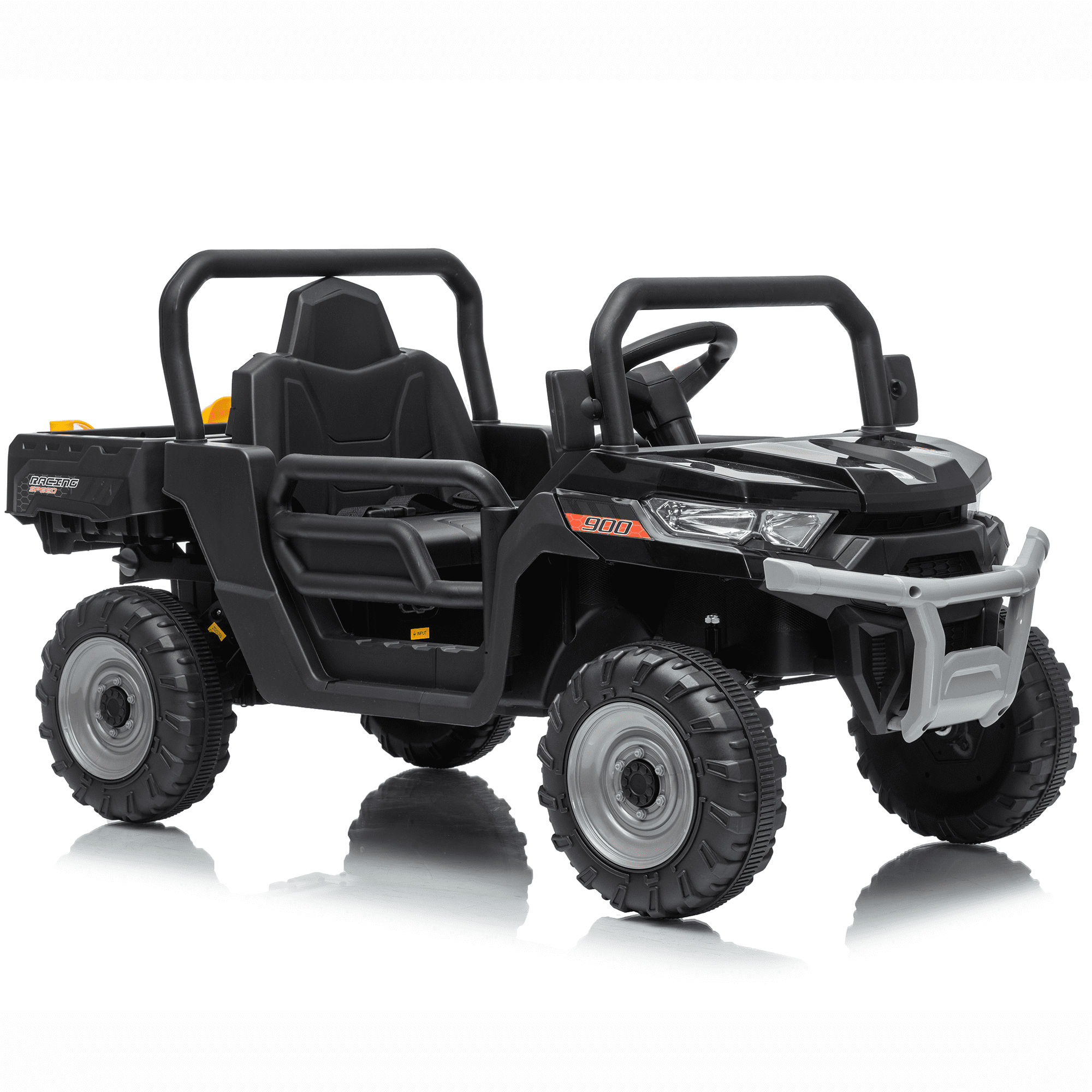 Joyracer 12V Ride on Toys with Remote Control, Power Car Wheels for Ages 2-5 with Shovel, Bluetooth Music, Spring Suspension, LED Lights, Black