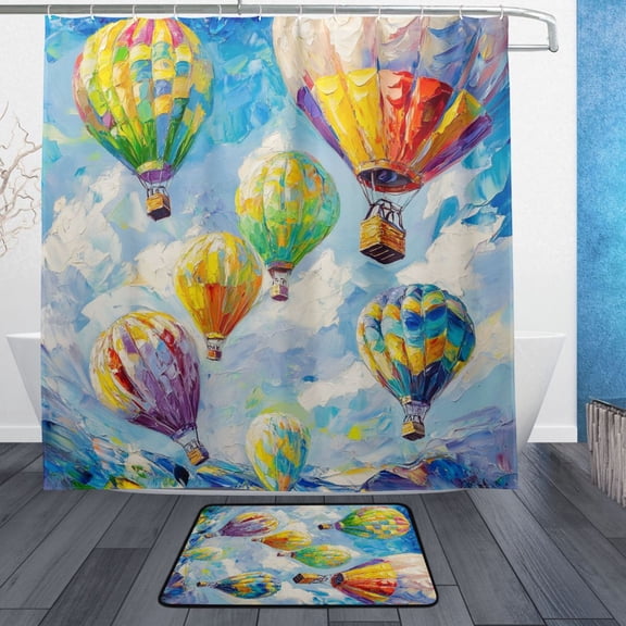 BZSMCE Shower Curtain and Bath Accessory Set,Colorful Ascent Pattern