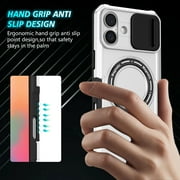 Case for iPhone 16, with Sliding Camera Cover & Ring Kickstand, Military Grade Drop Protective Hybrid Shockproof Anti-fall Phone Case Cover for iPhone 16, White