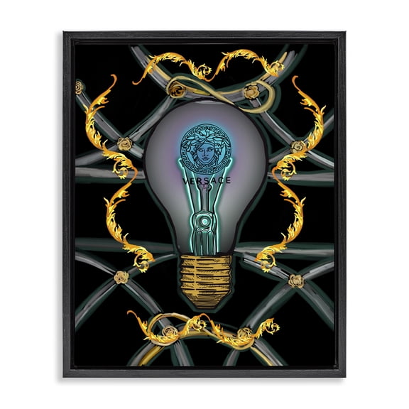 Stupell Industries Southwestern Abstract Fashion Brand Lightbulb Black Floating Frame Canvas Art, 17 x 21, by Amelia Noyes