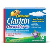 Children's Claritin 24 Hour Non-Drowsy Allergy Grape Chewable Tablet, 5 mg, 20 Count