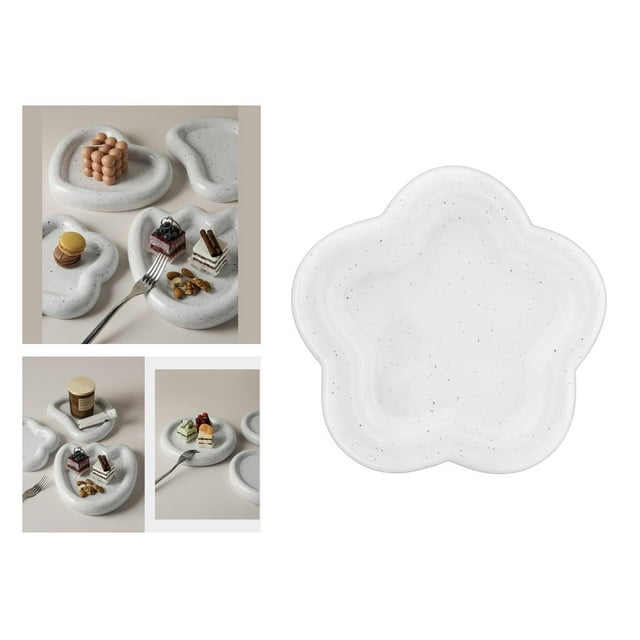 Vajilla de Postre Ámica Delicado Blanco Bandeja de Almacenamiento Diseño Elegante Plato de postre