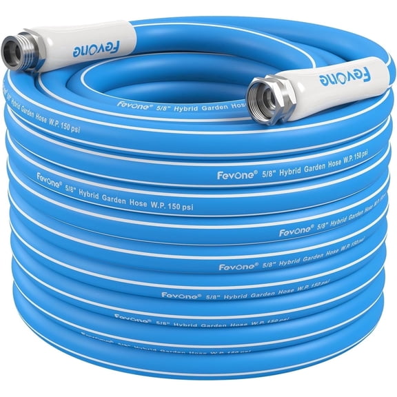 Fevone 100ft x 5/8" Drinking Water Safe Garden Hose, Flexible & Kink-Free with 3/4" Aluminum Fittings