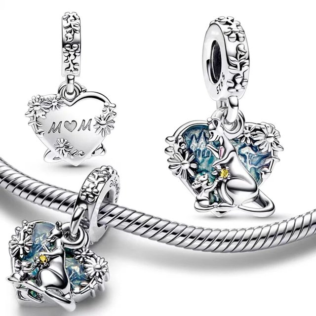 Disney-abalorio de plata de ley 925 para pulsera Pandora, abalorio de Mickey, Minnie, Dumbo, Stitch, compatible con pulseras Pandora originales