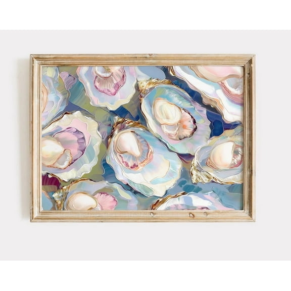 Oyster Print Coastal Granddaughter Horizontal Wall Art, Coastal Wall Art Prints Trendy Aesthetic Room Decor, Preppy Wall Art Apartment Decor ,Decor For Living Room Bedroom, 8x12 UNFRAMED