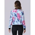 thumbnail image 4 of DARING DIVA Women's Stand Collar Front Zipper Satin Bomber Jacket XS Light Blue, 4 of 6
