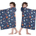 thumbnail image 4 of Baseball Football Pattern Hooded Bath Towel，60"x35" for Ages 3 To 12 Kids, Quick Dry Lightweight Soft Microfiber Hood Beach Towel Cover Up for Kids, 4 of 7
