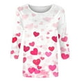 thumbnail image 4 of Xixinqiwan Plus Size Tops for Women,Big Valentines Shirt,Women's Casual Round Neck 3/4 Sleeve Loose Valentine's Day Hearts Printed T-Shirt, 4 of 6