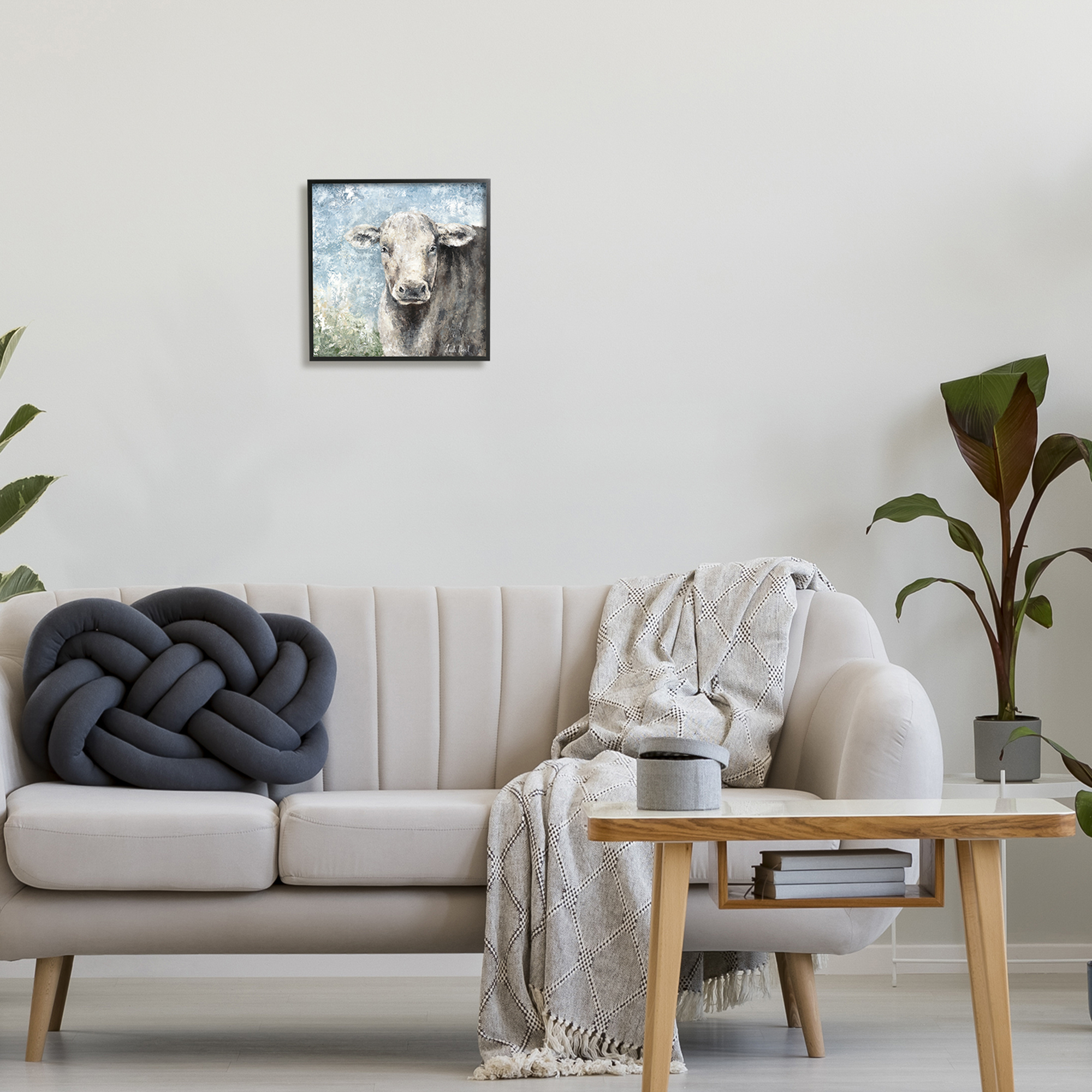 Stupell Industries Abstract Dappled Cow Portrait Animals & Insects Painting Black Framed Art Print Wall Art, 12 x 12