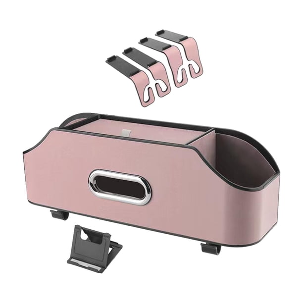 Organizador de asiento trasero de coche, porta pañuelos, universal, para 2 vasos y bebidas, para niños Rosa