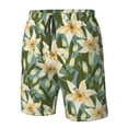 thumbnail image 4 of Logiee Lilies Flowers Print Mens Swim Trunks Quick Dry Board Shorts,Breathable Hawaii Beach Shorts Swimwear Bathing Suits-Large, 4 of 6
