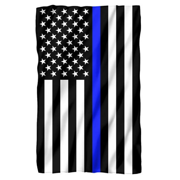 Thin Blue Line American Flag Fleece Blanket 36' x 58'