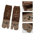 thumbnail image 2 of Women Cotton Split 2 Toe Kimono Tabi Crew Socks Cute Cat Print Flip Flop Hosiery, 2 of 19