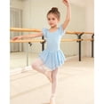 thumbnail image 3 of Aideaone Girls Ballet Dance Dress Toddler Leotards Ruffle Sleeve Shiny Ballet Tutu Skirt Blue 2-9T, 3 of 8
