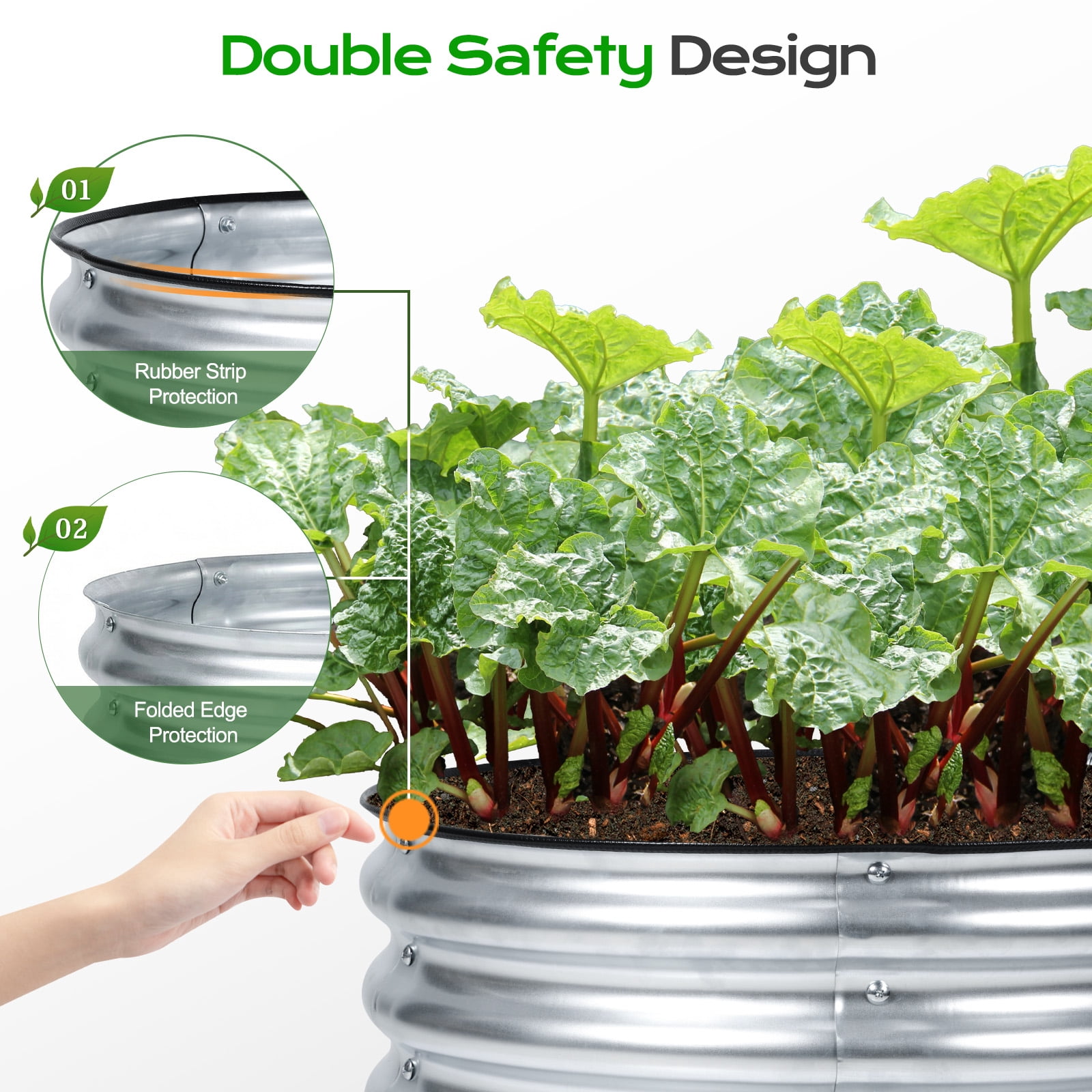 Aoodor 17" Tall 24" Metal Raised Garden Bed, Outdoor Planter Box and Raised Garden Kit for Vegetables, Flowers, and Herbs, Silver