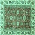 thumbnail image 1 of Ahgly Company Indoor Square Oriental Turquoise Blue Traditional Area Rugs, 4' Square, 1 of 4