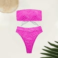 thumbnail image 5 of Mgmyaa Women Strapless Bikini Sets 2 Piece Swimwear Solid Color Trunks Bathing Suits Hot Pink M, 5 of 6