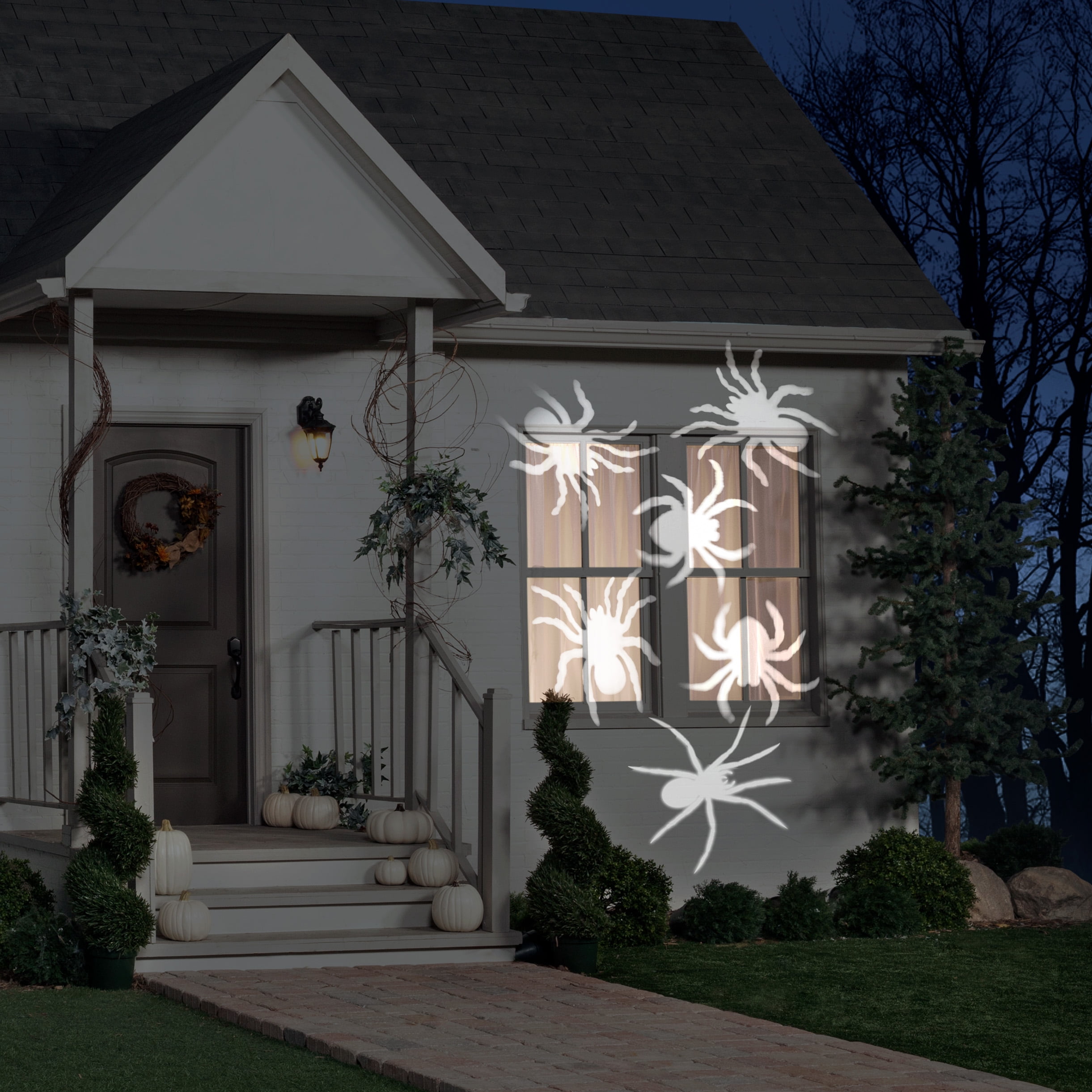 Halloween Spider Lights lightshow projection whirl a motion spiders white by gemmy Halloween Spider Lights lightshow projection whirl a motion spiders white by gemmy
