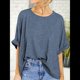 thumbnail image 4 of Camiseta Holgada Informal de Verano de Corta para Mujer. Gris Azulado S, 4 of 8