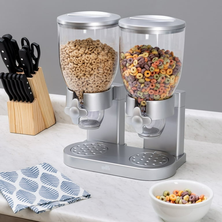 Zevro by Honey Can Do Plastic 35 oz. Dry Food Dispenser Silver