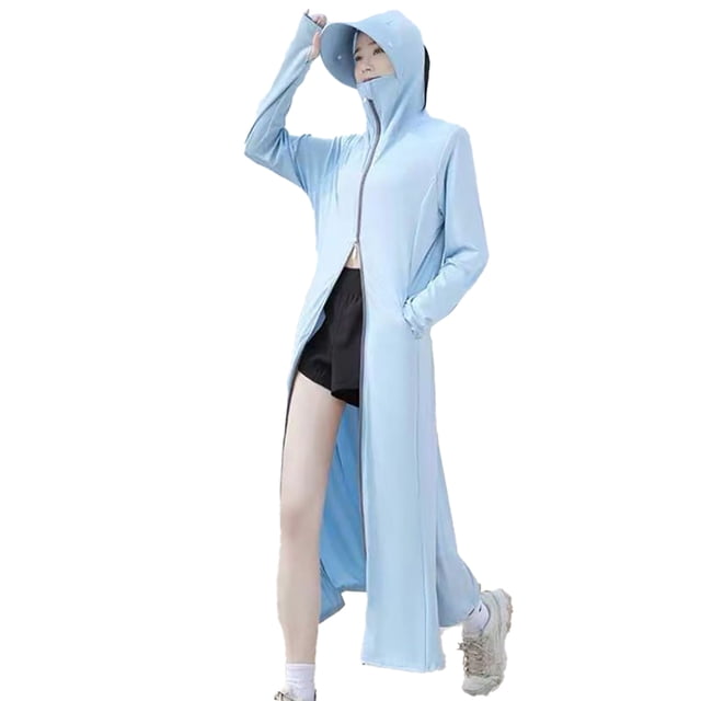 Fjuchai Veste de Protection Solaire UV à Manches Longues UPF 50+ pour Femmes avec Capuche Zippée et Poches