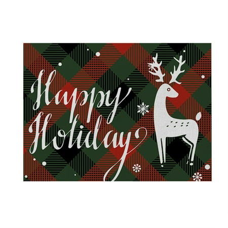 

Mightlink Christmas Placemat Non-slip Reusable Decorative Flax Drink Cup Bowl Table Mat New Year Decoration for Party