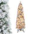 thumbnail image 1 of Árbol de Navidad delgado Costway preiluminado 135 cm flocado Con agujas de pino y luces, 1 of 5