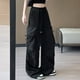 thumbnail image 2 of Pantalones de trabajo de cintura alta con bolsillos para mujer - 55 % algodón/45 % poliéster, cierre con botones, pierna recta, aptos para la oficina/uso diario, 2 of 5