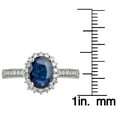 thumbnail image 3 of 10k White Solid Gold Oval Natural Sapphire and Natural Diamond Halo Birthstone Engagement Ring, 3 of 5