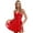 Red, variant on Womens A-line Mini Dress Patent Leather O-Ring Rivet Slip Dress Latex Wet Look Dress Pink 4XL