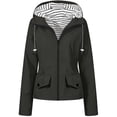 thumbnail image 5 of Lmueinov Womens Striped Lined Waterproof Hooded Windbreaker Jacket Zip Oxford Cloth Casual Outerwear with Pocket for Fall Winter Outdoor Hiking Daily Wear, 5 of 7