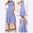 thumbnail image 2 of IROINNID Wedding Guest Dresses for Women Evening Night Party Dress Summer One Shoulder Sleeveless Solid Color Ruffle Hem Flowy Pleated Elegant Formal Dress,Purple, 2 of 5