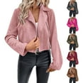 thumbnail image 5 of Hjlmsx Womens Faux Suede Jackets Cropped Zipper Biker Moto Jacket Casual Notched Lapel Open Front Retro Coats Fall Fashion Clothes Coffee XL, 5 of 5