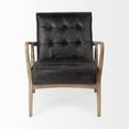 thumbnail image 2 of Merana Phineas Black Leather Wrapped Ash Wood Frame Accent Chair, 2 of 9