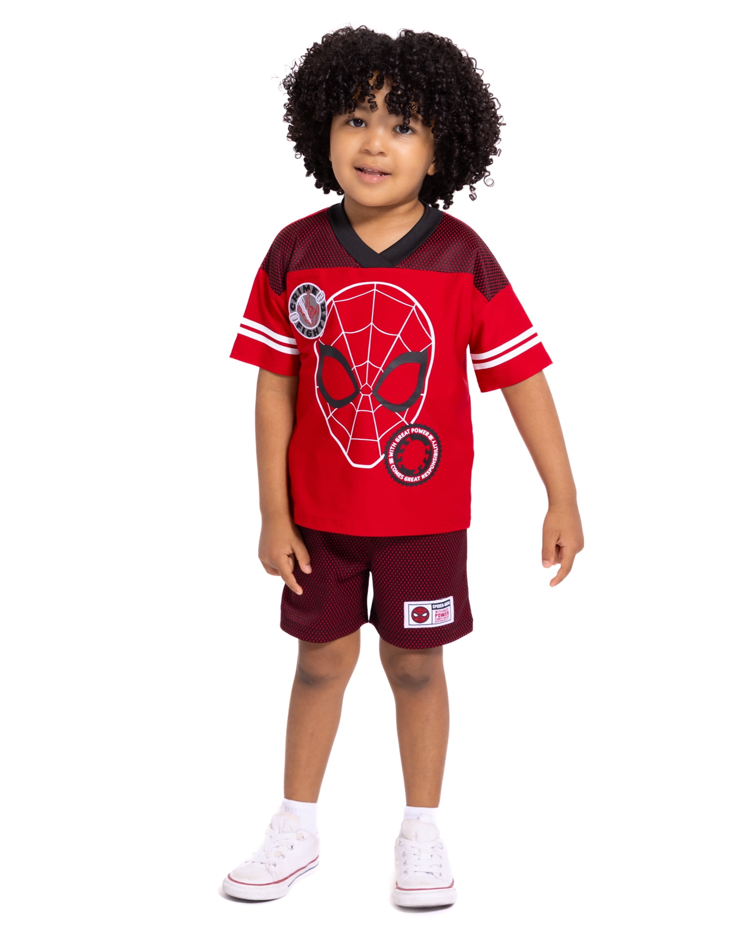 Spider-Man Toddler Boys V Neck Football Jersey and Shorts Set, 2 Piece, Sizes 12M-5T