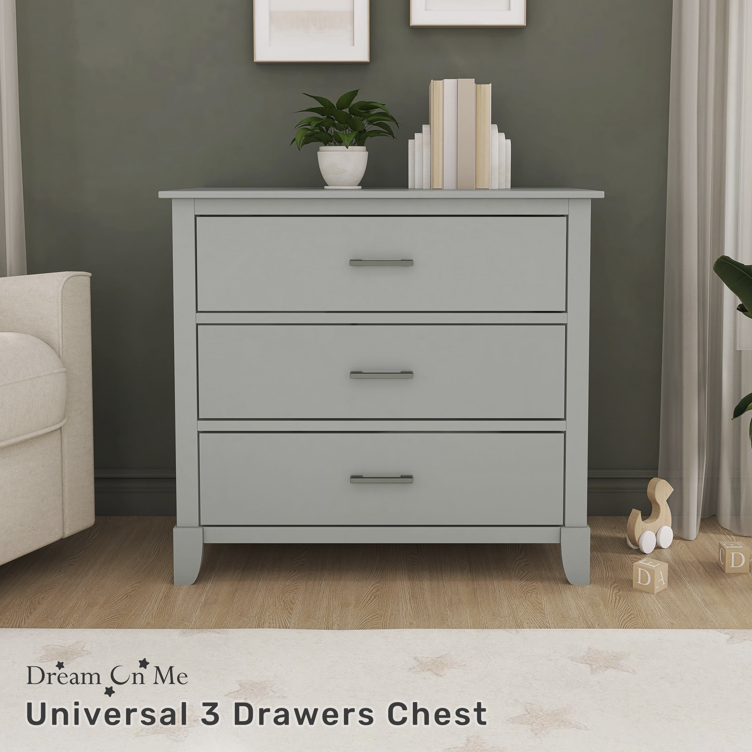 Dream On Me - Brandclub - Dream on Me Universal 3 Drawers Chest in Silver  Grey Pearl, Kids Bedroom Dresser, Three Drawers