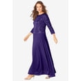 thumbnail image 3 of Roaman's Women's Plus Size Sequin Lace Three Quarter Sleeve A-Line Gown, 3 of 6