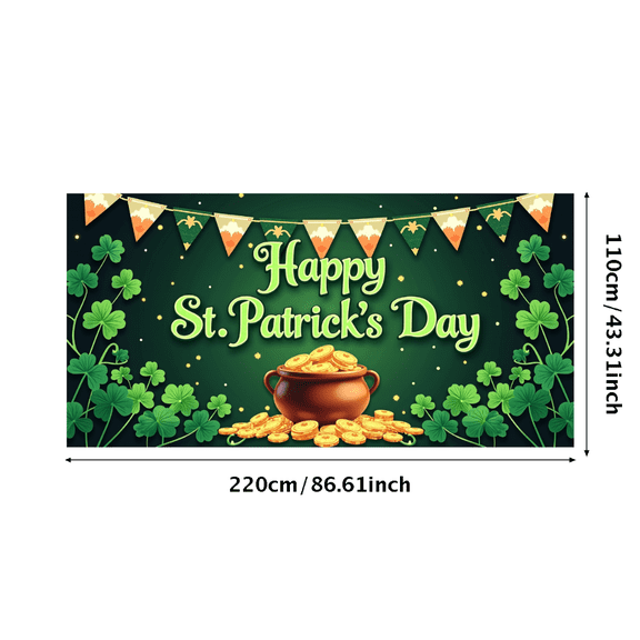 LUUFILx St Patricks Day Banner Happy Decoration Backdrop Party Supplies Clover Background Lucky Props Event Celebration Festive Decor Green Shamrock