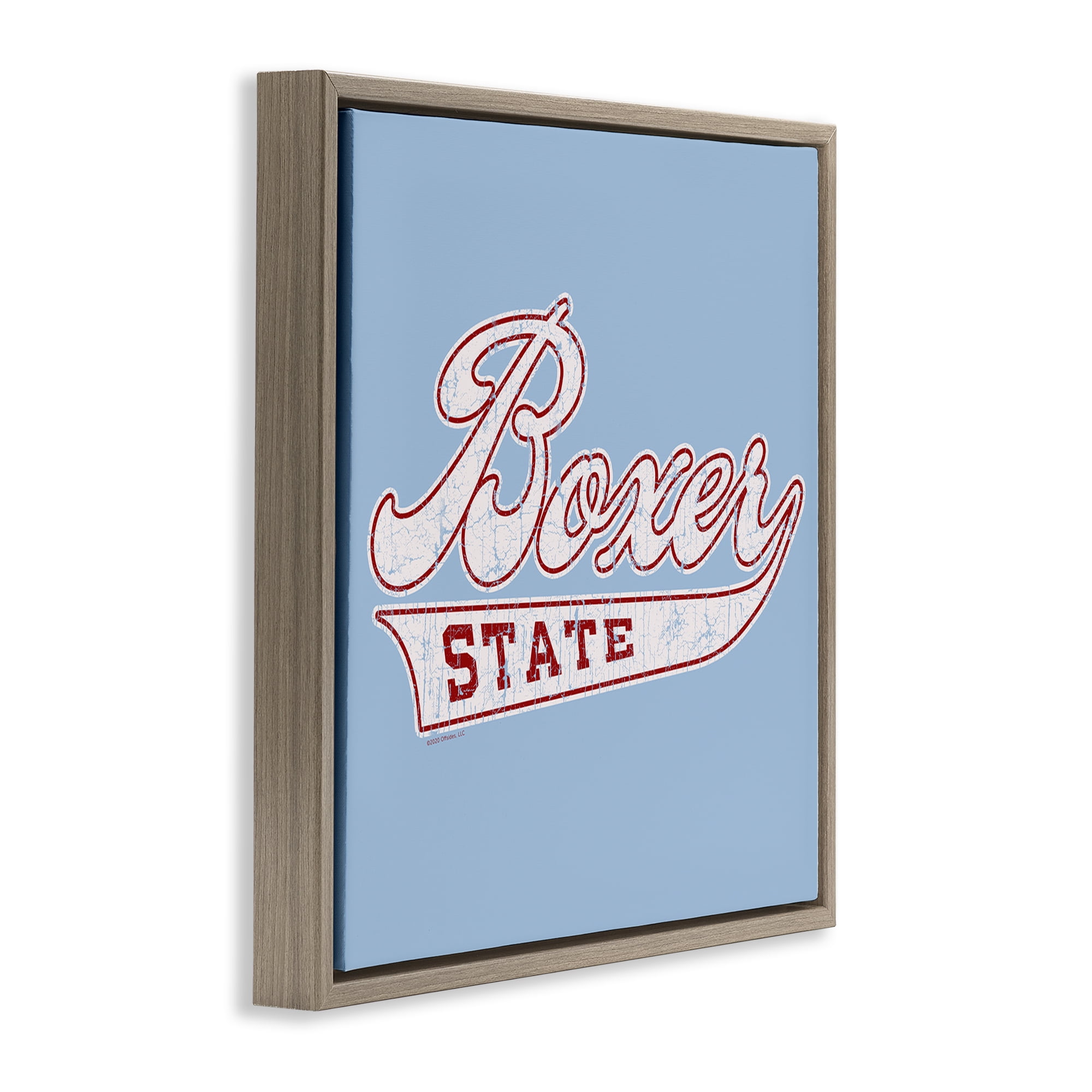 Stupell Industries Boxer State Varsity Style Novelty & Humor Painting Brown Floater Framed Canvas Art Print Wall Art, 25 x 25