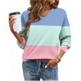 thumbnail image 5 of Womens Fleece Fall Clothes, Long Sleeve Pullover for Women Plus Size Fashion Loose Fit Color Patchwork V Neck Sweatshirts, 5 of 5