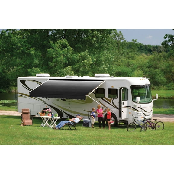 Dometic 848NR20.300U 8500 Manual Patio Awning with Black Weathershield - 20', Onyx Linen Fade