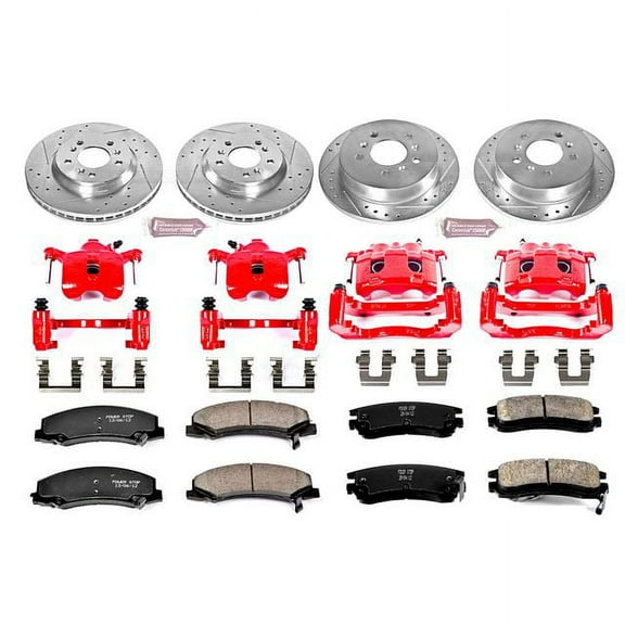 PowerStop Front and Rear Z23 Evolution Sport Brake Pad and Rotor Kit with Red Powder Coated Calipers Fits: CHEVROLET Select Models KC1438